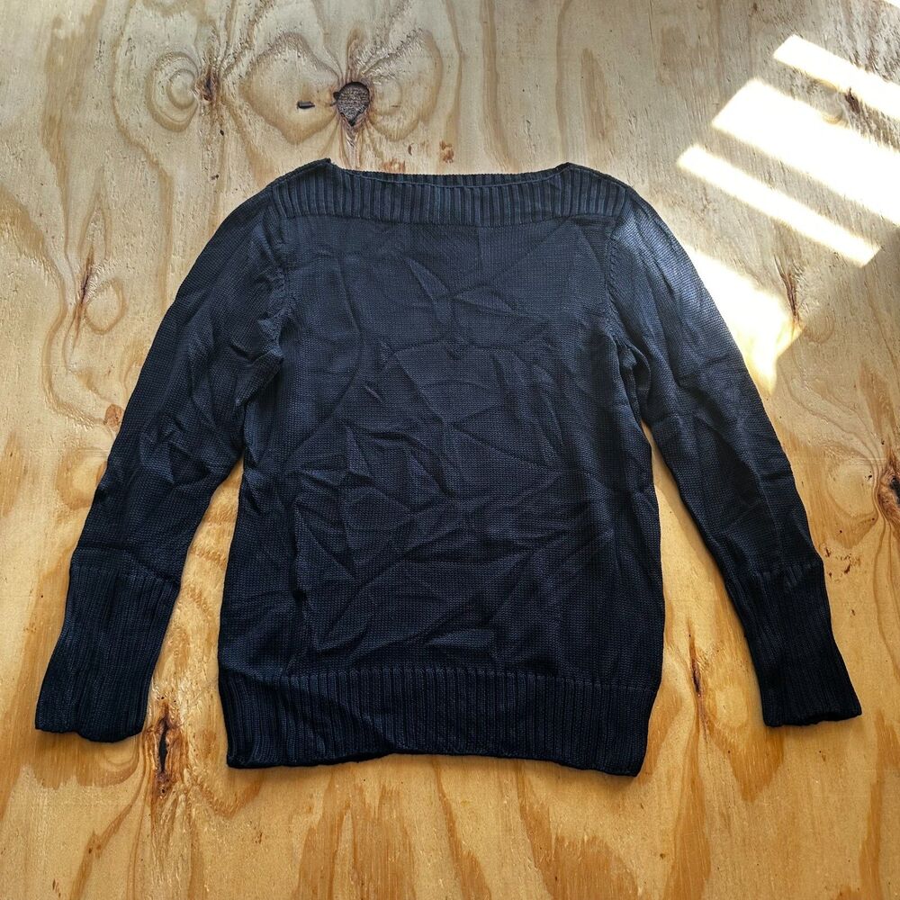 Lauren Ralph Lauren Black 100% Silk Boatneck Sweater - Petite P/P